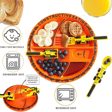 Build & Bite | Placer de comer para pequeños constructores - Juego de cubiertos infantil lúdico